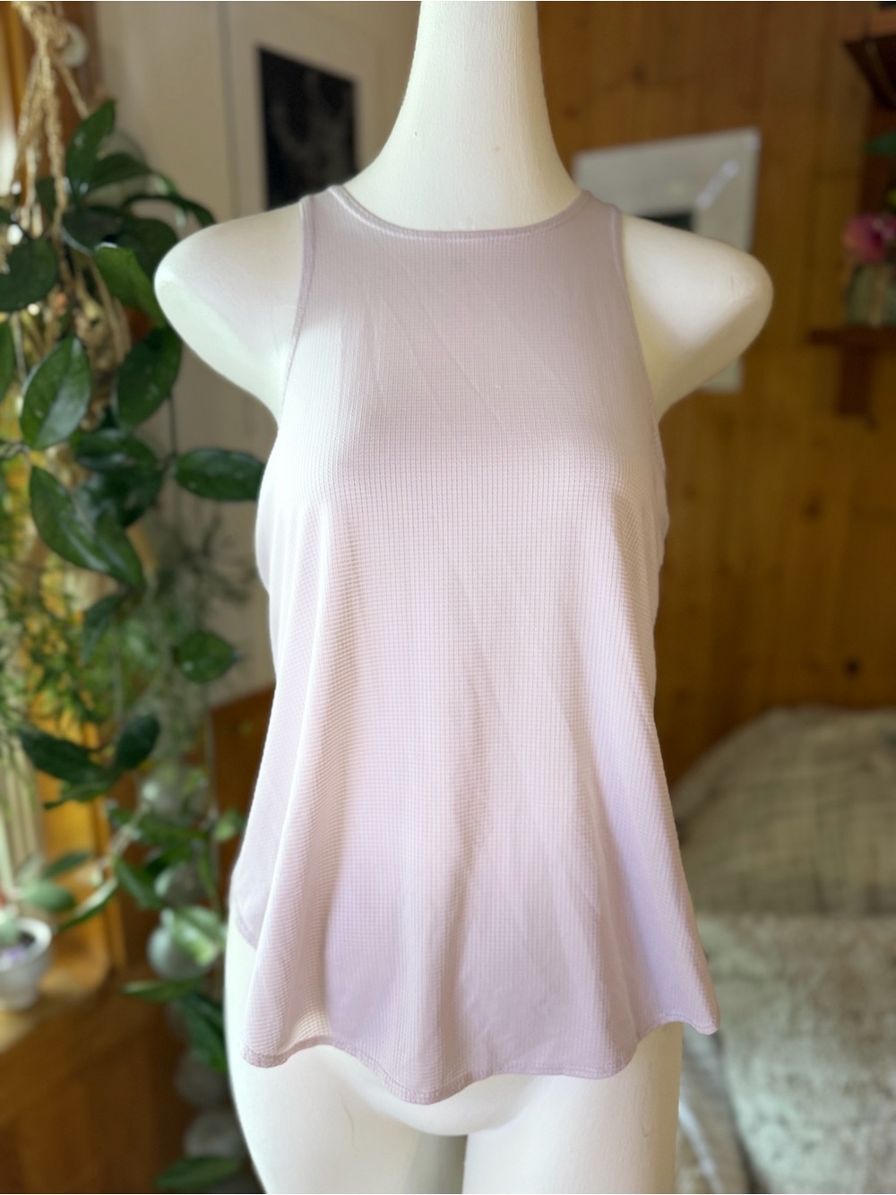 Fabletics Light Pink Waffle Knit High Neck Tank Top Size M